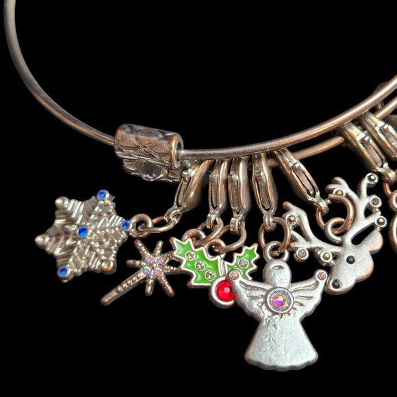 Christmas Themed Charm Bracelet With Festive Enamel Charms & Rhinestones - Picture 5 of 10